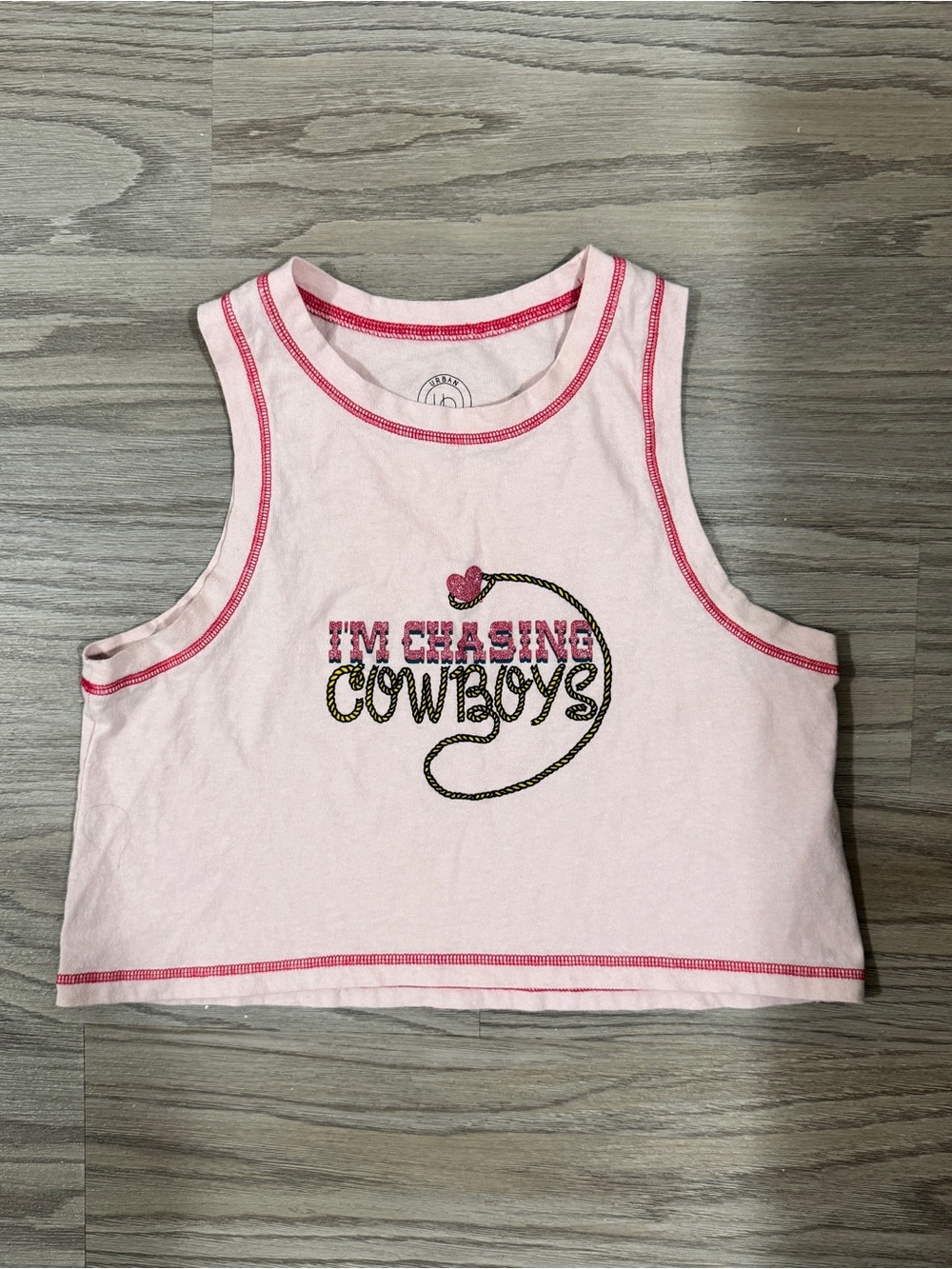 Urban Outfitters Pink “Chasing Cowboys” Graphic Tank Coastal Cowgirl Medium